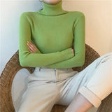Turtleneck Pullovers Sweaters Women 2022 Autumn Winter Primer Shirt Long Sleeve Short Slim-fit tight Jumper Tops