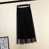 Yarn Skirt Women's Summer Long A Skirt High Waist 100 Folding Skirt 2025 Thin Soft Hanging Yarn