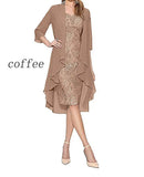 Color Large Size Lace Two-piece Set Elegant Party Dress