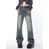 Back Star Patchwork Flare Jeans-Outfit
