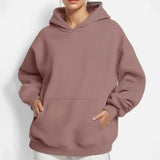 Toloer Coat Women's New Fashion Pure Color Loose Casual Temperament Long-Sleeved Hooded Winter Hoodie
