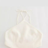 New Open Design Solid Color Collar Short Blouse 7853707-Outfit
