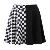 Dark Fashion Thousand Bird Plaid Spliced Skirt 2024 Summer French High Waist Style-Outfit