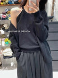 Lazy Wind Knitted Cardigan Halter Vest Two Sets Of Women Wear Korean Version Of Casual Loose-Fitting Sweaters-Outfit