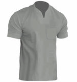 Men's Fitness Plus-Size Sports T-Shirt Men's Elastic Cotton Pocket Short-Sleeved Summer V-Neck Polo