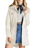 Military Jacket Women Fashion Long Sleeve Hooded Coat Spring Autumn Casual Streetwear Zip Up Drawstring Windbreaker