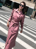2022 British Style Victorian Trench Coat Waterproof Chameleon Cotton Long Femme Double-Breasted Lady Duster Coat Blue