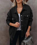 2025 New Fashion Denim Jacket Women's Lapel Long Sleeve Cotton Jacket Jacket-Outfit