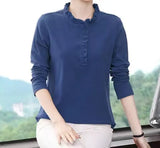 2023 New T-shirt Loose Large Short Sleeve Women's Blouse Solid Color Button Folds O-Neck Casual Fashion Tops-Outfit