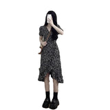 Toloer Break French Black Floral Dress Female Summer 2024 New Small Feeling Chiffon Temperament Dress-Outfit
