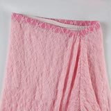Pink Lace Slit Maxi Skirt-Outfit