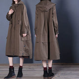 2024 Spring And Autumn Lazy Wind Pure Color Hoodie Loose Show Thin Long Windbreaker Trendy British Wind Coat Female-Outfit