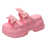 Toloer Fairy Wind Thick Bottom Muffin Increased Small Cool Slippers Female With Skirt Summer Wear 2024 New-Outfit