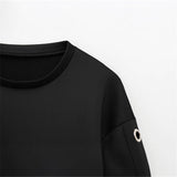 Buckle Eye Hollow Design Round Collar Loose Short- Jacket High-Waisted Mini Skirt Set 2025 Spring Women's