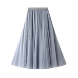Long Yarn Skirt Half Dress Girl Autumn And Winter High Waist Long Net Yarn Skirt 100 Folding Skirt A Skirt Fairy Dress