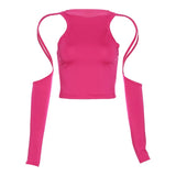 Autumn Fashion Trend Women's New Long-Sleeved Round-Neck Solid Color Repair Body Bare Umbilical