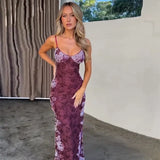 Toloer Summer Women's Vintage Print Premium Slip Dress Evening