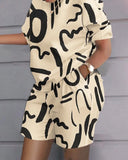 Independent Station Spring And Summer Fashion Positioning Printing Short-Sleeved 2-Piece Set Of Women-Outfit