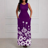 Summer New Fashion Sleeveless Print Loose Round Collar Simple Temperament