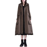 2024 Spring And Autumn Lazy Wind Pure Color Hoodie Loose Show Thin Long Windbreaker Trendy British Wind Coat Female-Outfit