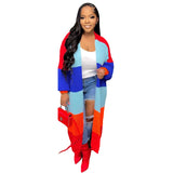 Toloer New Women's Casual Contrast Color Cardigan Handmade Knitted Coat-Outfit