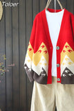 Matching Knitted Cardigan Women's Korean Sweater Coat Long Button Popular Retro All-match Chic Fashion Cardigan