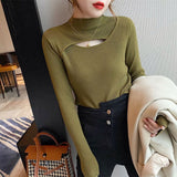 Collar Sweater Bottomed Women's New Autumn And Winter Long-Sleeved High-End Windwear Inside The Collar Knitting