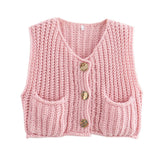 Autumn Street Shirt Fashion Cute Crochet Wool Vest Knitted Thick Knitted Vest Women's
