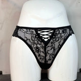Strapped Bow Lace Thong Sexy Thong Cotton Crotch Low-Rise Lady T-Shirt