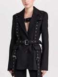 Toloer Sense Small Suit 2024 Spring New Fashion Temperament Willow Nail Decoration Waist Show Thin Suit Coat Female Suit-Outfit