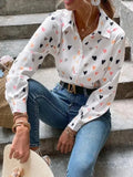 Butterfly Print Shirt Blouse Women Spring Summer Fashion Slim Long Sleeve Shirts For Women 2023 Elegant Ladies Button Top-Outfit