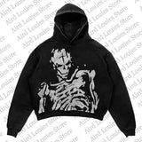 clothes Zip Up Skeleton Printing Sweatshirts Retro Oversized Hoodie Streetwear Coat Harajuku Men's Jacket Autumn Hoodies