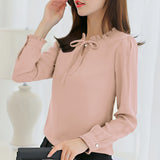 Daifei 2023 Winter Dress New Han Fan Chiffon Shirt Women's Long-Sleeved White Fashion Shirt Loose Blouse-Outfit
