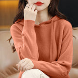 Toloer Early Autumn Hoodie Sweater Female Korean Version Loose Show Thin Knit Hoodie Lazy Retro Knit Hoodie Tide-Outfit