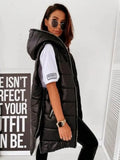 Sleeveless Puffer Jacket Women Hooded Cotton Padded Waistcoat Casual Streetwear Zipper Pocket Jacket Fashion Long Quilted