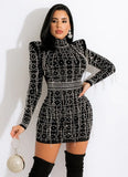 Winter Sexy Beaded Velvet long Sleeve Tassels Bodycon Club