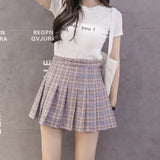 Women Skirt Preppy Style High Waist Chic Stitching Skirts Summer Student Pleated Skirt Women Cute Sweet Girls Dance