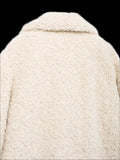 White Faux Fur Effect Turn Down Collar Coat-Outfit