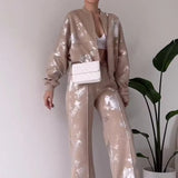 Fashion Solid Color Sequine Design Trend Explosion Jacket Suit In Autumn