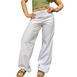 Women Casual cleanfit Striped Pants Elastic Low Waist Solid Color Loose Aesthetic Transparent Trousers with Pockets-Outfit