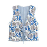 Literary Retro Wearing Waist Vest Vest Printed Tie Cotton