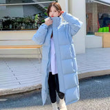 Chinese Drama Long College Style Down Jacket Female 2024 Winter Fashion Thick Loose Warm White Duck Down Matching Jacket-Outfit