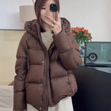 Genuine Senior Sense Hooded White Duck Down Down Jacket Short Jacket Female Winter Hot Style Casual Fashion Puff Bread Clothes-Outfit