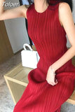 Dresses for Women Sleeveless Pleated Temperament Robe Femme 2023 Vestidos De Mujer Casual Casual Summer Korean Dress