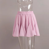 Wooden Ear Short Skirt 2024 Summer New Y2K Street Trend Splicing Mini Pleated Skirt-Outfit