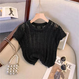 Women Hollow Out Sexy Camis Korean Fashion Design Knitted Sleeveless Tops Casual Female All Match Tanks Summer New-Outfit