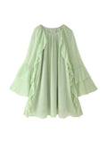 New Women's Dress In The Escape Princess Dress Gentle Chiffon Layer Lotus Leaf Side
