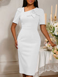 New Fashion Asymmetric Collar High-Waist Dress Party Dress Party