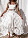 New Fashion Lace Sleeveless Splicing Large Swing Dress