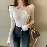 2022 Korean Fashion Women's Sweater Long Sleeve Knitted Cardigan Solid Color Top Women Autumn All-match Slim